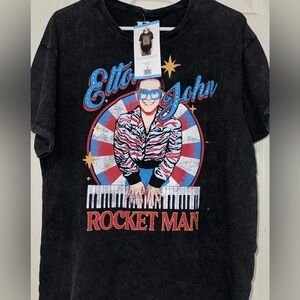 Elton John Rocket Man Black T-Shirt